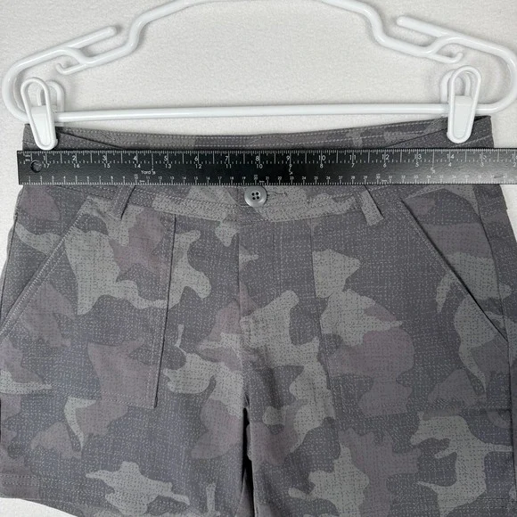 prAna Womens 6 Olivia Alana Shorts Hiking Outdoor Mustard Camo Nylon Stretch - Picture 11 of 16